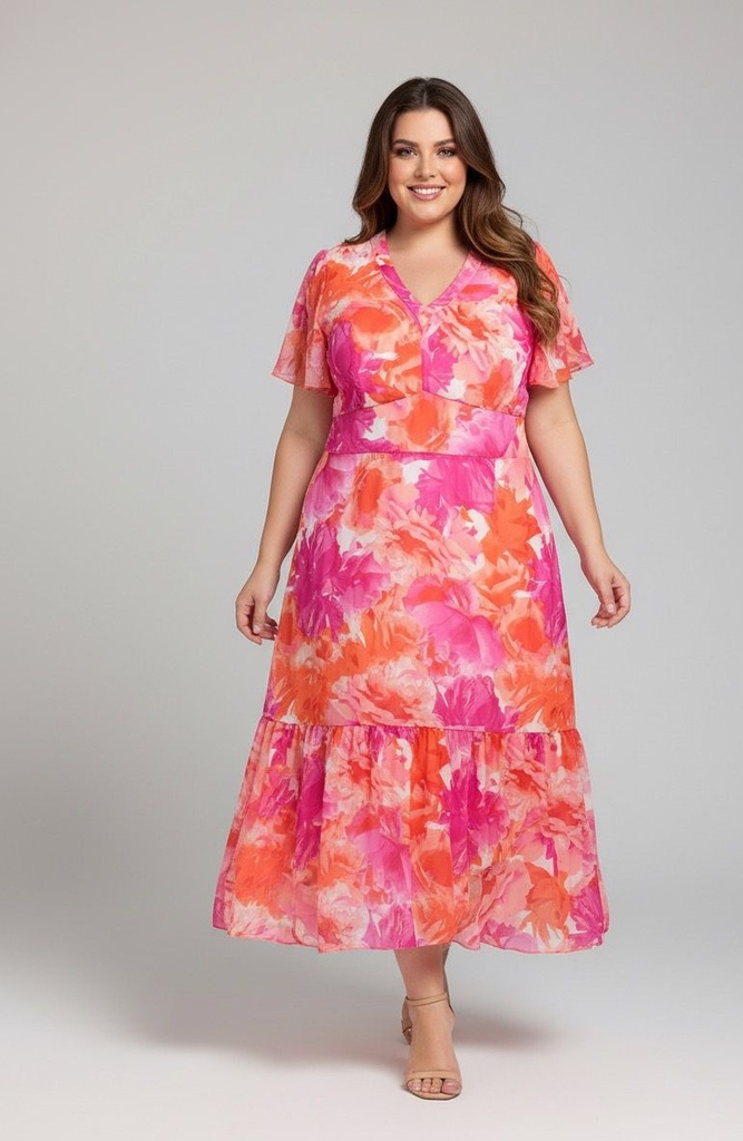 JULIA JORDAN VESTIDO NARANJA FLRS JJ39999