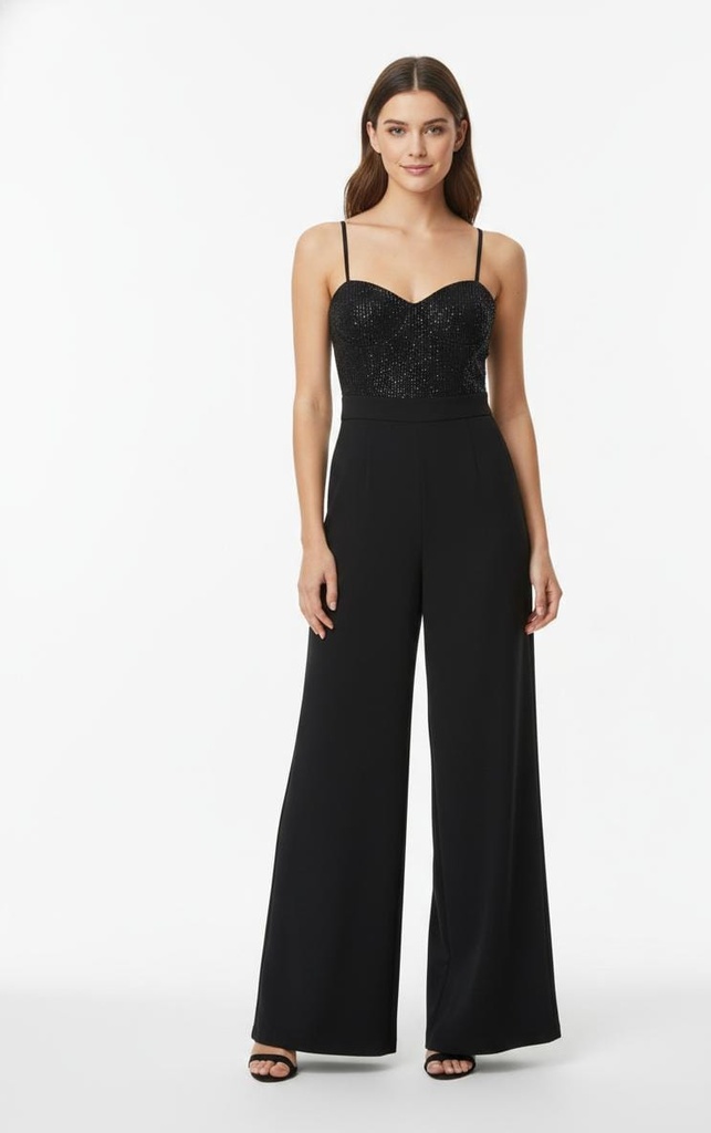 JULIA JORDAN JUMPSUIT NEGRO BRILLANTE JJ40366