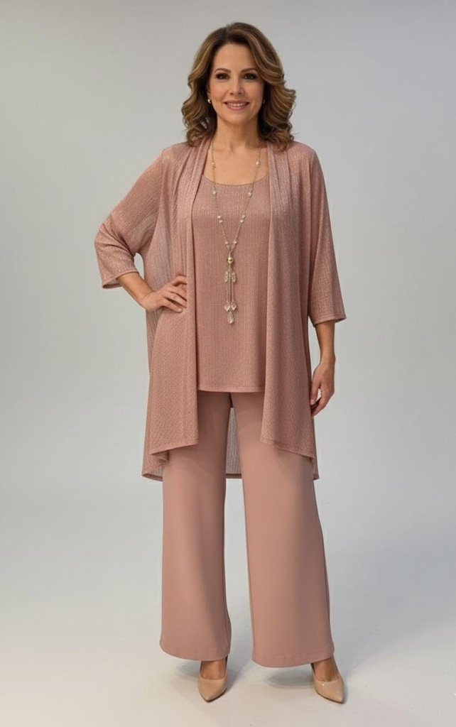 R&M CHAQUT-BLUSA-PANTALON ROSA 3PZS 7162W