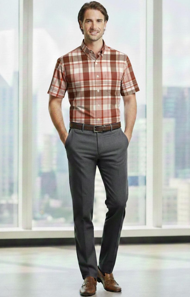 GAP CAMISA HOMBRE NARANJA CUADRC 735466