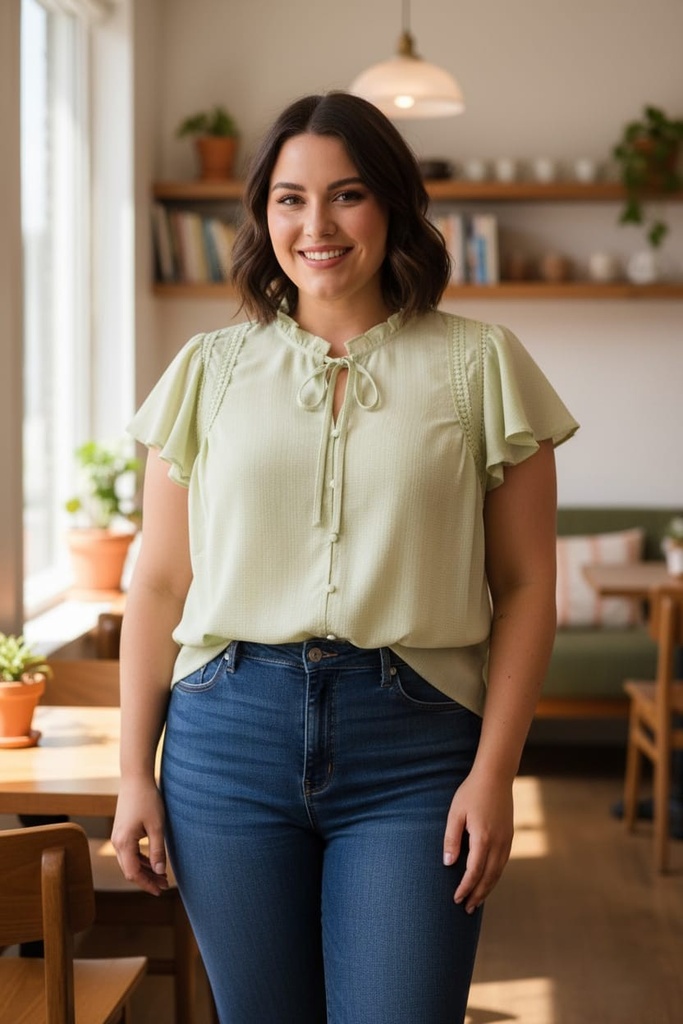 PERCH BLUSA MUJER VERDE LIMON