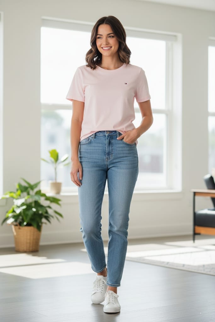 TOMMY CAMISETA ROSA MUJER 76J4883R