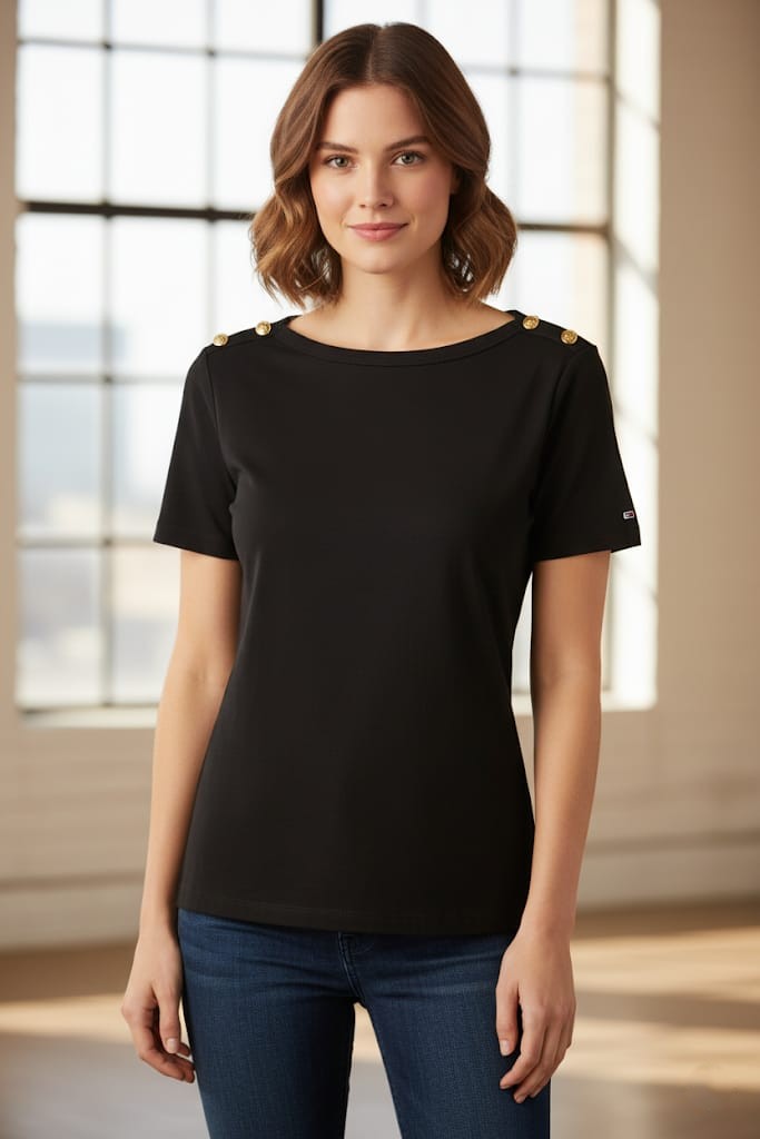 TOMMY CAMISETA NEGRO MUJER 76J5476