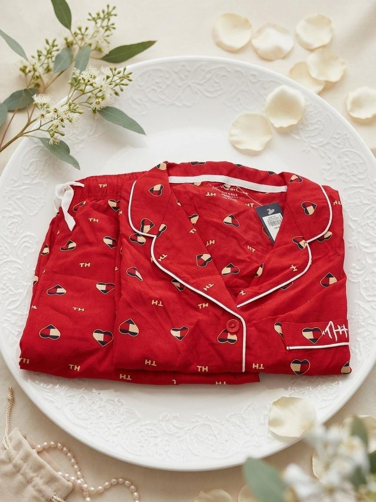 TOMMY PIJAMA CAMISA-PANTA.ROJO R85S142
