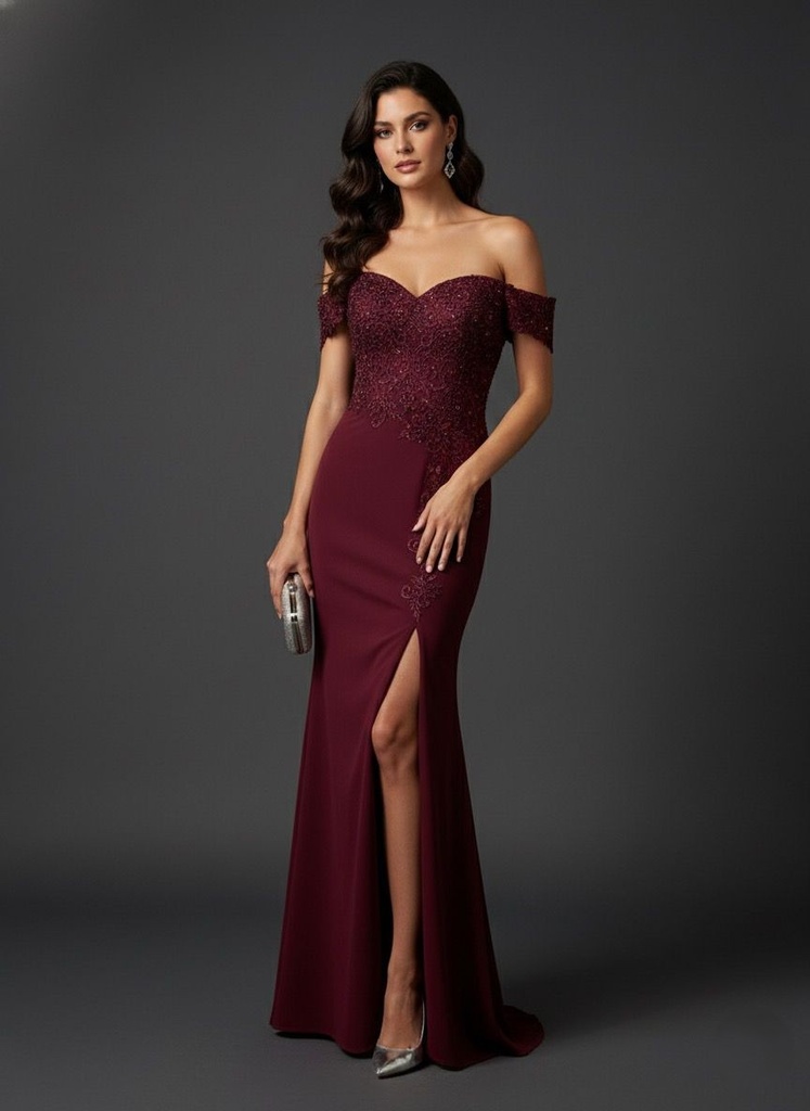 RINA VESTIDO OCRE LENTEJUELA LARGO RD2728O