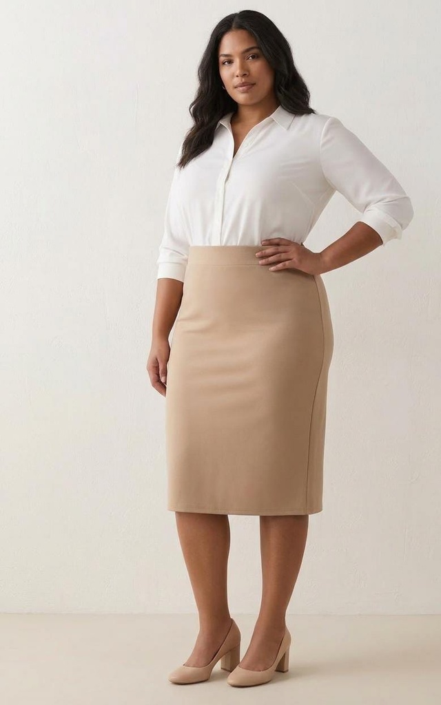 CRECE FALDA BEIGE PLUS MUJER SP5606B