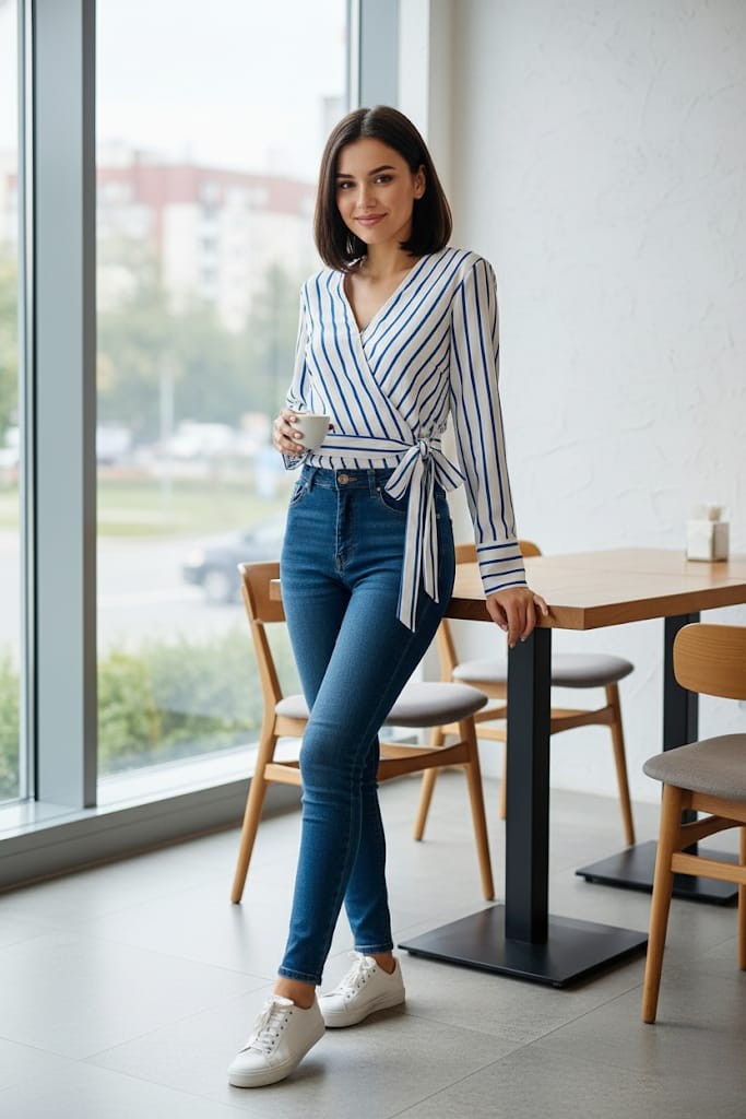 THE SANG BLUSA MUJER BLANCO RAYAS ST2735