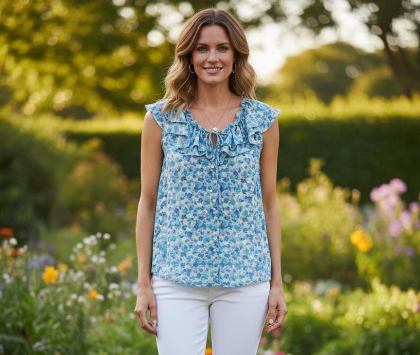 ZAC&RACHEL BLUSA AZUL M.FLRS ST814N03X