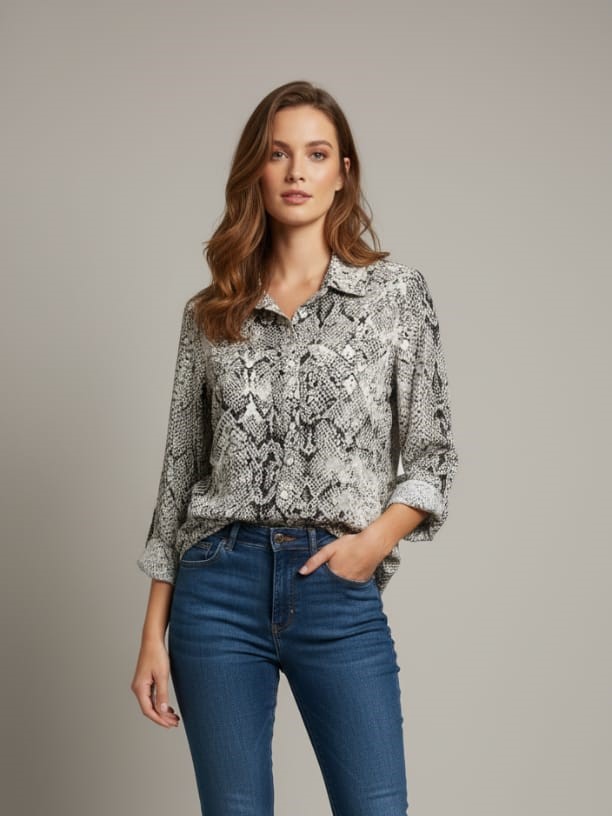 ZAC & RACHEL BLUSA GRIS SERPIENTE ST8150TW1P