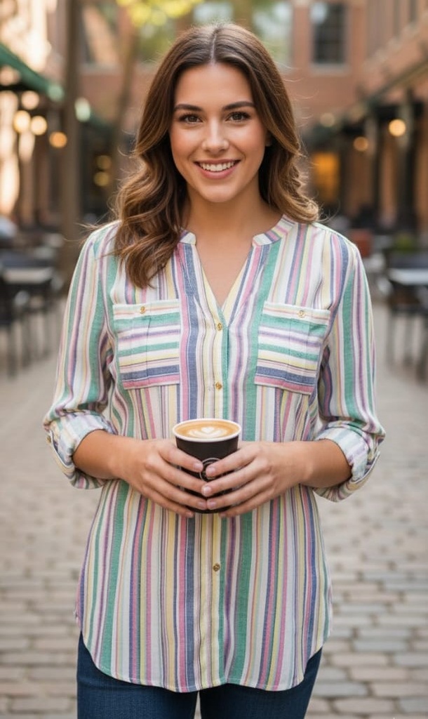 ZAC&RACHEL BLUSA RAYAS VERDE-AZUL ST81R034K