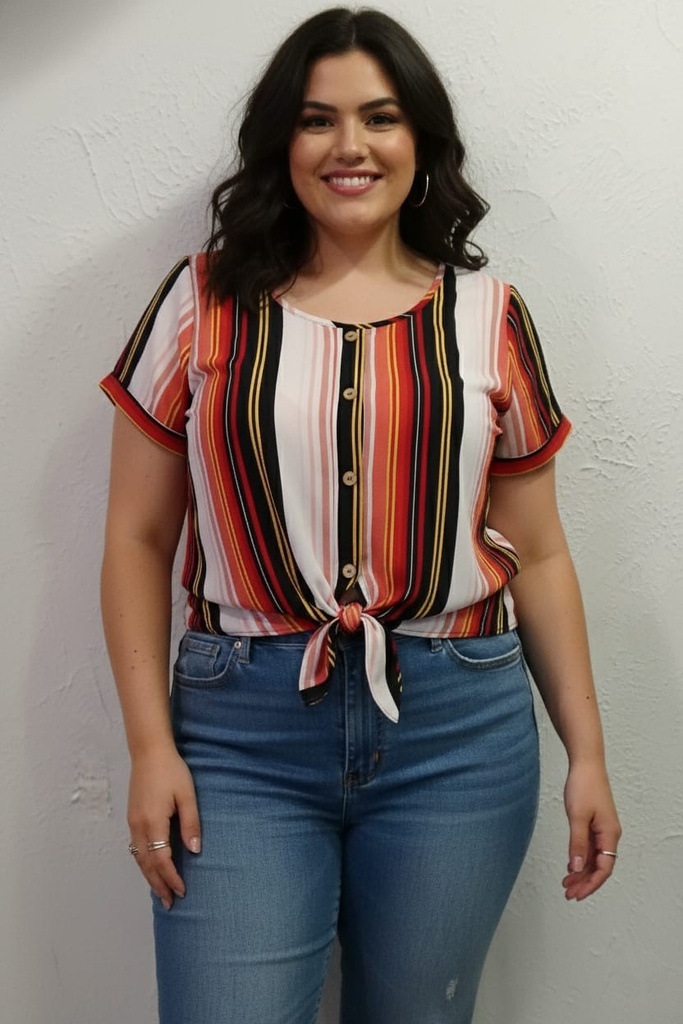 CHECK IT OUT BLUSA MUJER ROJO RAYADA CT6923R