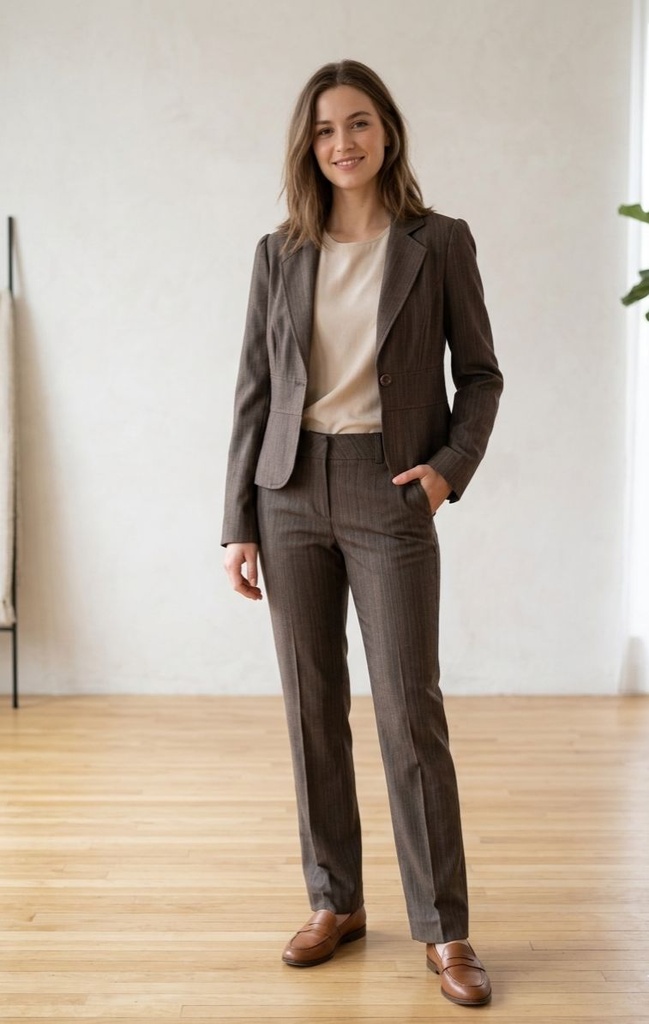 DAZZ CHAQUETA-PANTALON CAFE 2pzs D7166