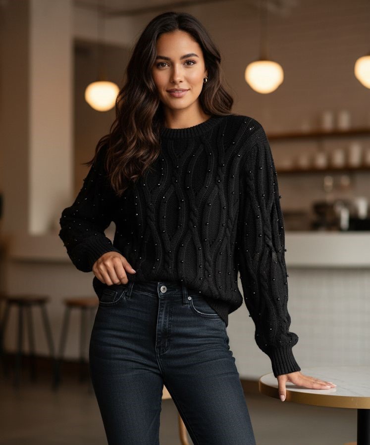 ALICEBLUE SUETER MUJER NEGRO-PERLA T39402