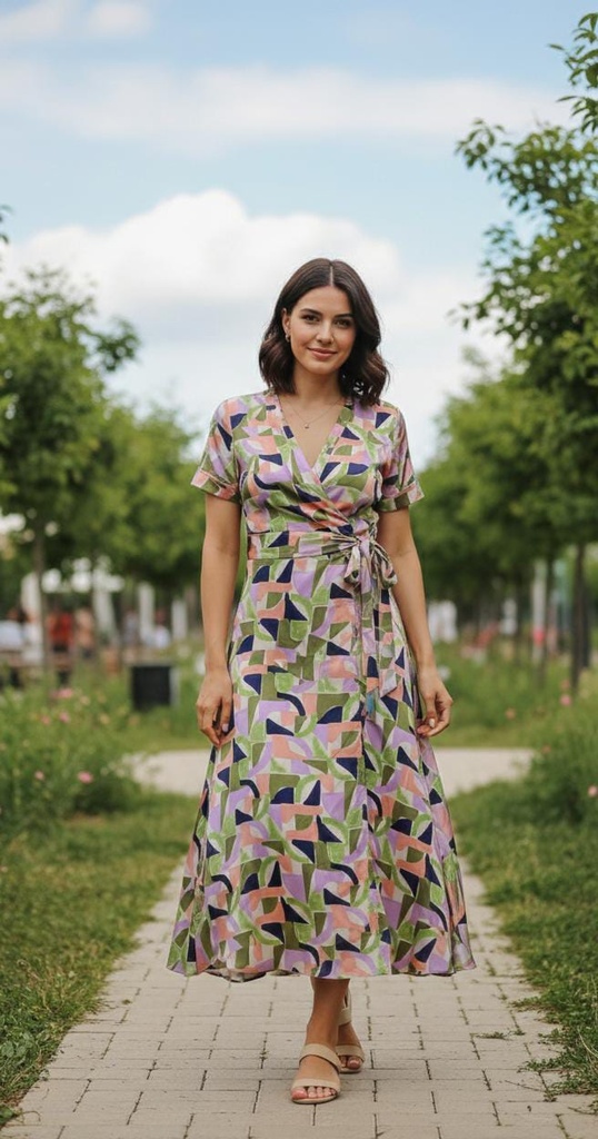 TAHARI VESTIDO ESTAMPADO COLORES DXM020