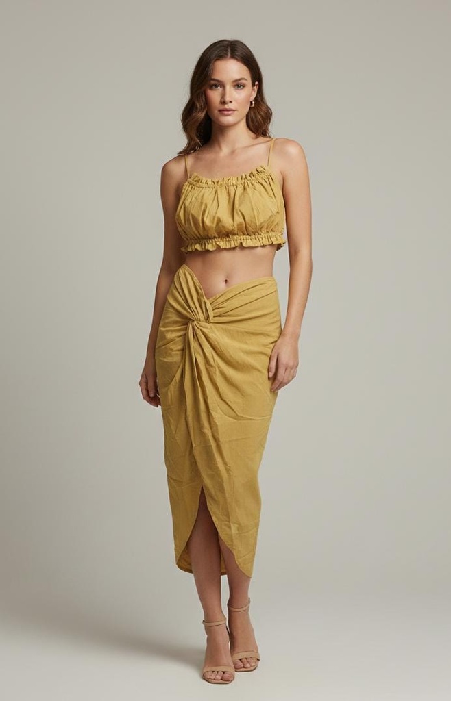 HYFVE SET BLUSA-FALDA MOSTAZA 2PZS HF22E468