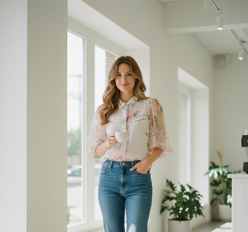 CIEN BLUSA MUJER BLANCA FLORIADA 200324