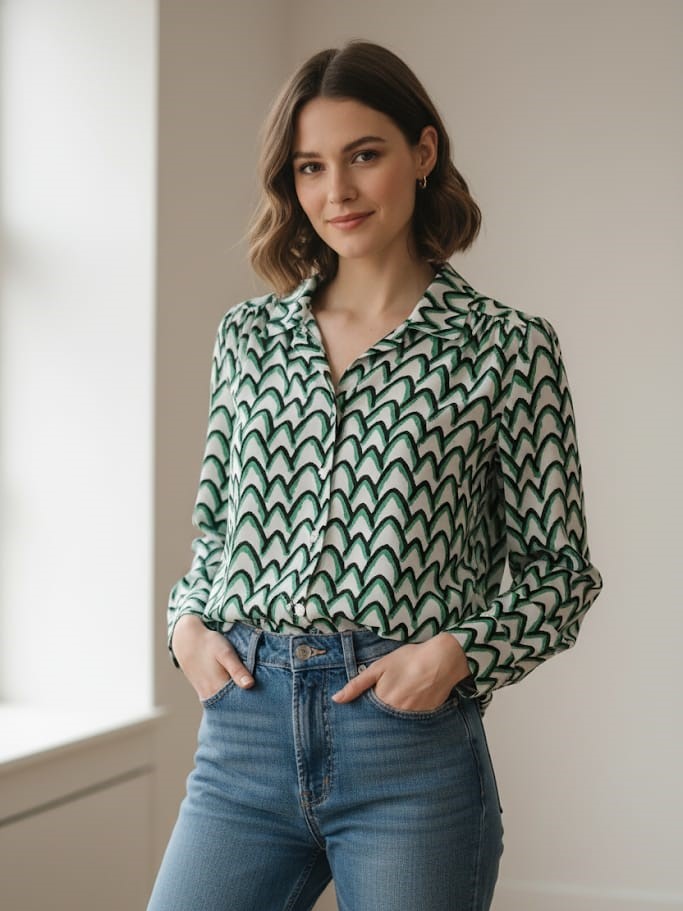 MILANO BLUSA BLANCO VERDE-NEGRO 13628