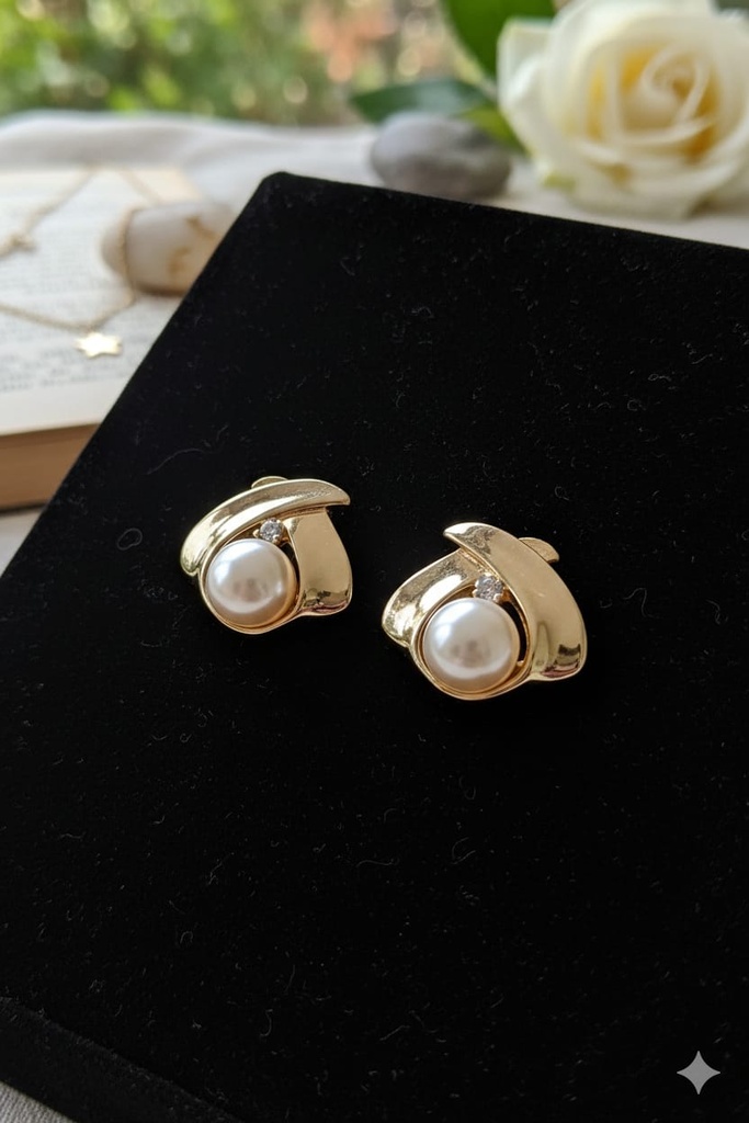 ARETES ENCHAPE DORADO PERLA-PIEDRA