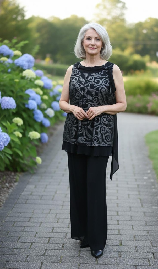 R&M RICHARDS BLUSA-PANTALON MUJER NGR-SL