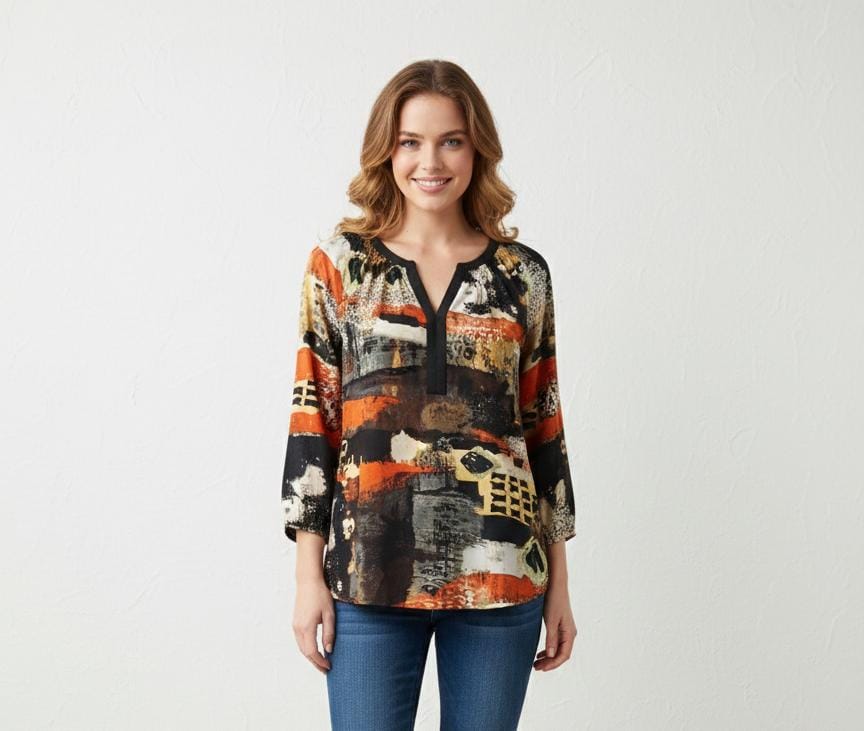 SIONI BLUSA MUJER NEGRO ESTAMPADO