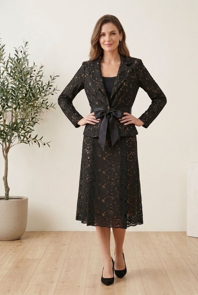 FRAY SACO-FALDA MUJER NEGRO-BEIGE