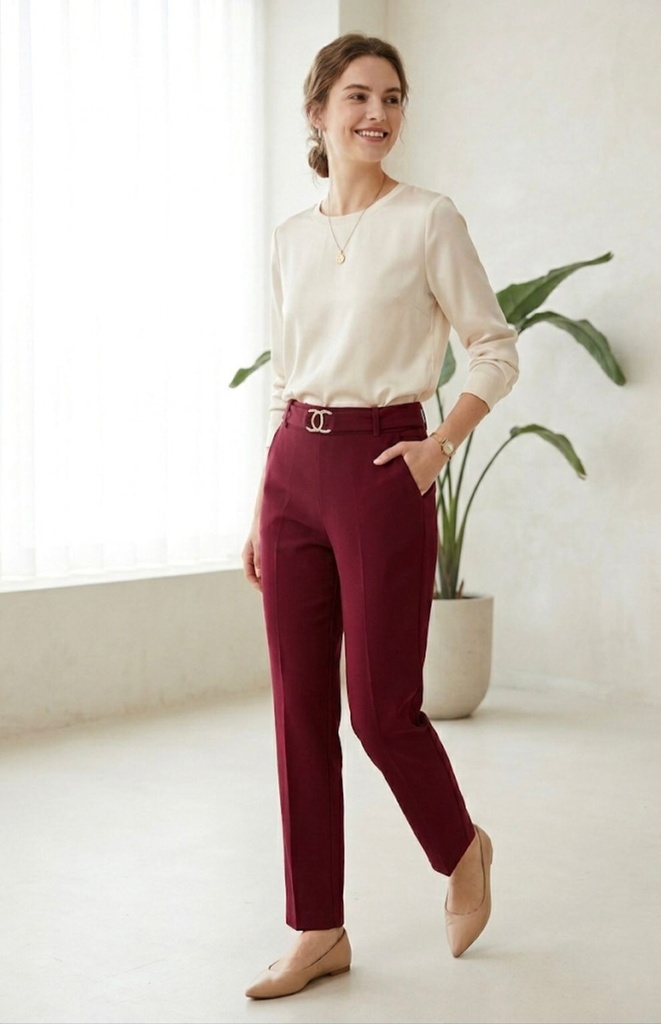 MICHEL PANTALON TELA OCRE MUJER