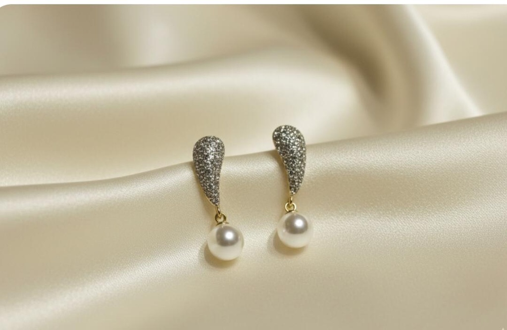 ARETES ENCHAPE GOTA-PERLA BRILLANTE