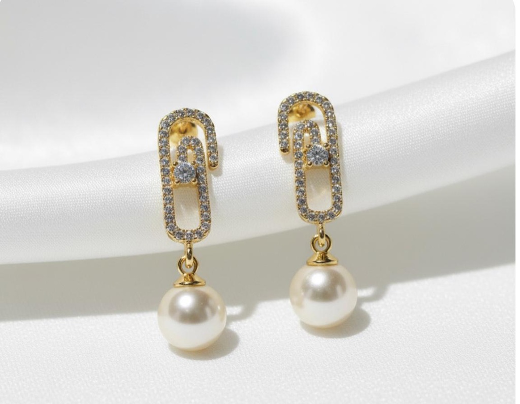 ARETE ENCHAPE RECTANGULO-PERLA BRILLA