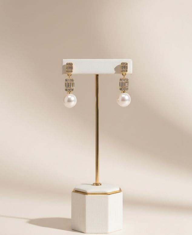 ARETES ENCHAPE PERLAS COLGANTE BRILLANTE