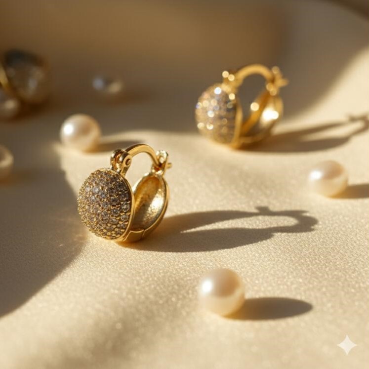 ARETES ENCHAPE PERLA BRILLANTE BOBLE