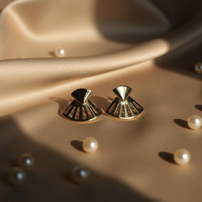 ARETES ENCHAPE DORADO ABANICO