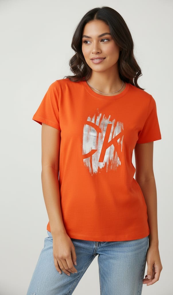 CALVIN KLEIN CAMISETA ANARANJADO-SILVER