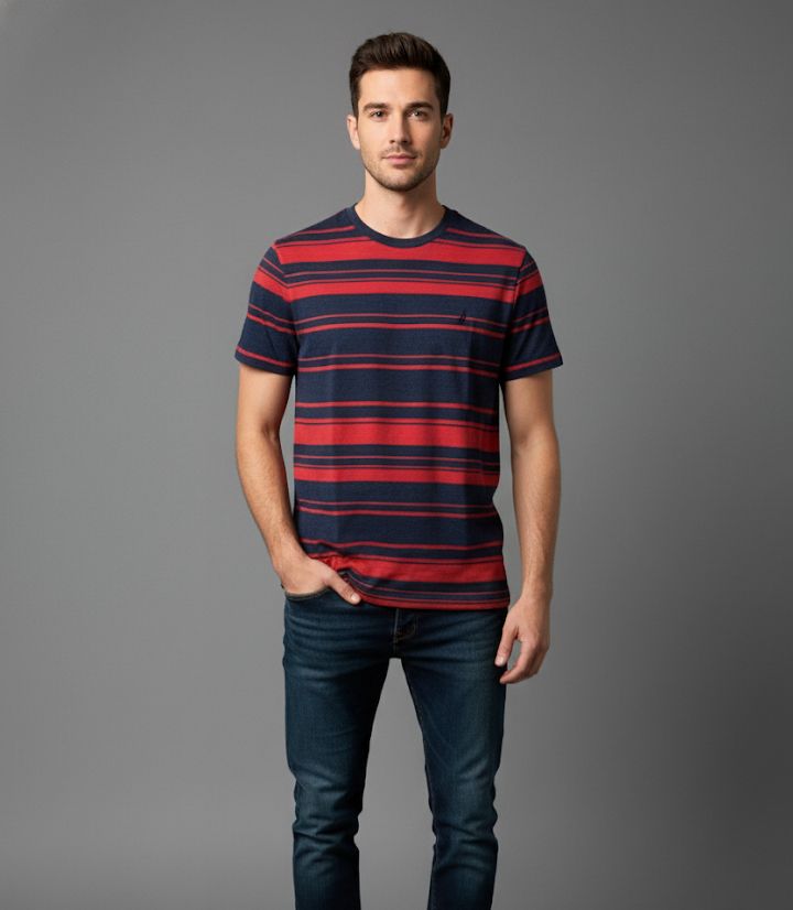 CAMISETA RAYADA NAUTICA R/GRIS