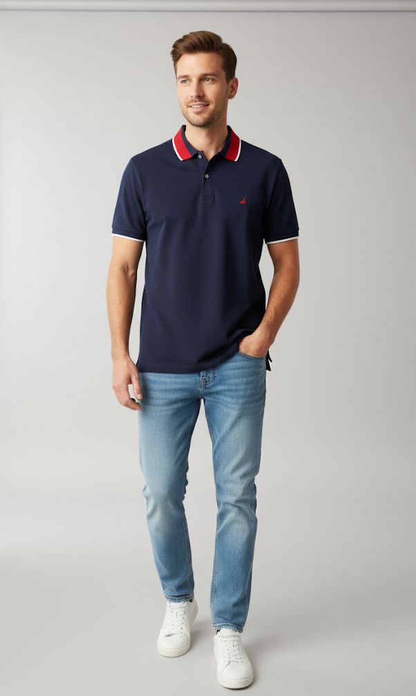 NAUTICA CAMISA C. POLO AZUL