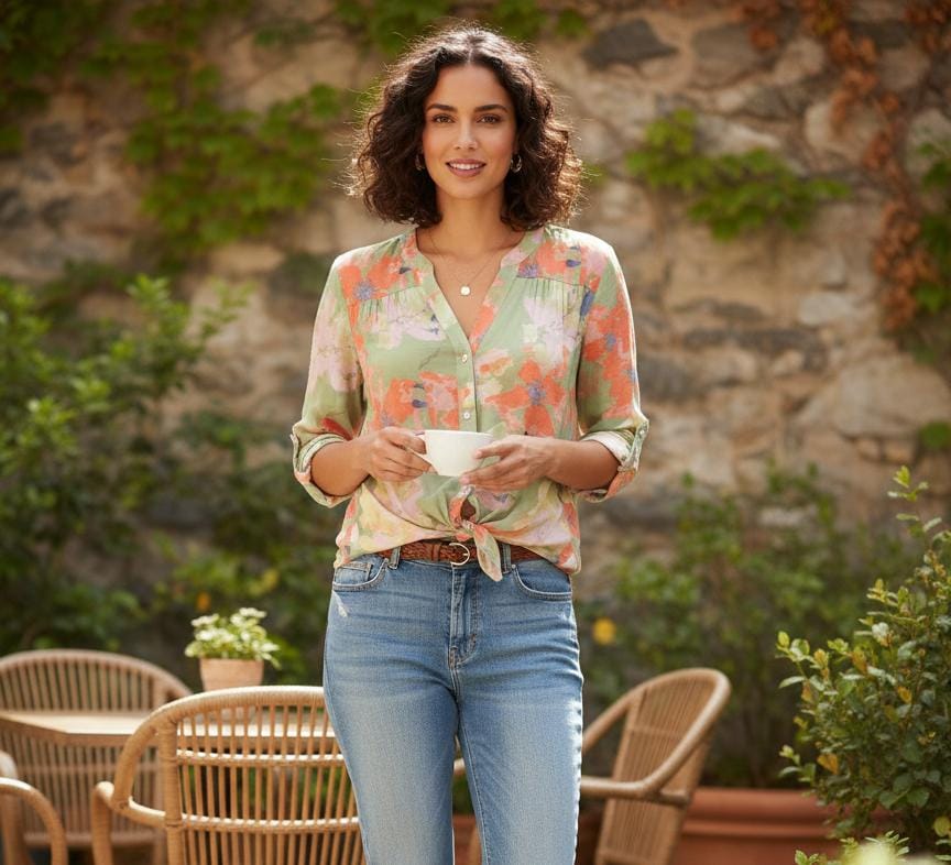 HOPE&HARLOW BLUSA VERDE L. FLORES CLRS