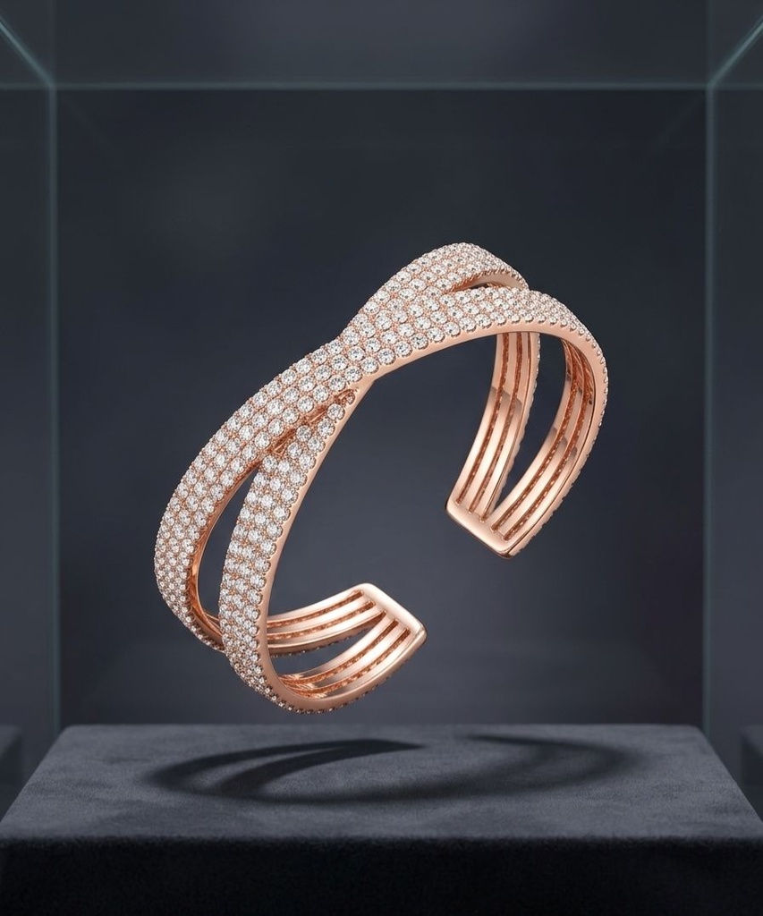 CRYSTAL PULSERA ROSE BRILLANTE CRUZADO