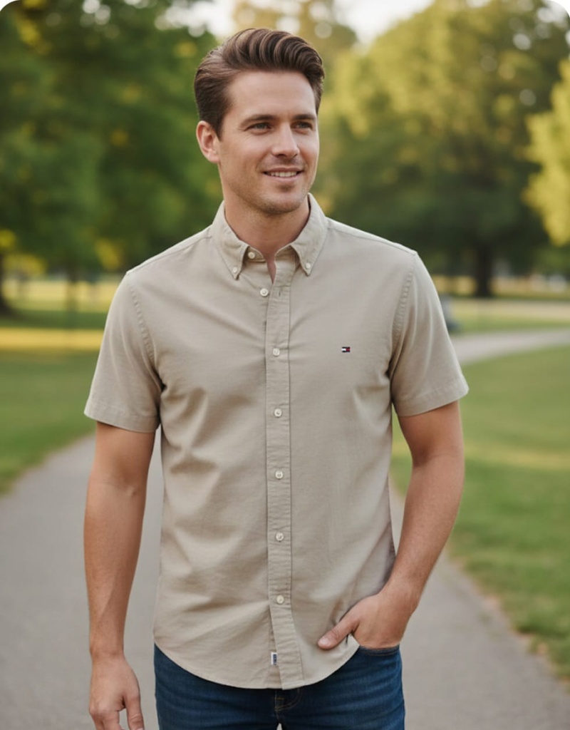 TOMMY CAMISA VERDE OLIVO HOMBRE 78J9027V