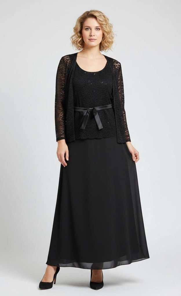 SANDRA DARREN VESTIDO NEGRO 3pzs