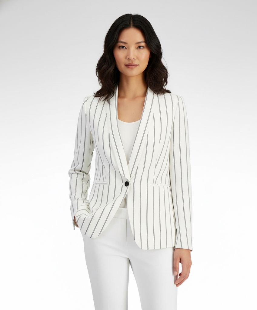 ANNE KLEIN CHAQUETA BLANCO RYAS NEGRO