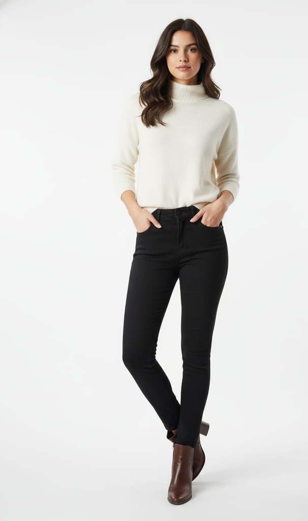 KANCAN JEANS NEGRO TUBO MUJER KC7312BK