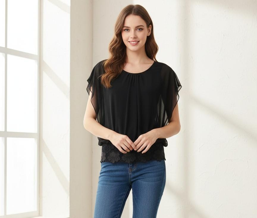 MARINEBLU BLUSA MUJER NEGRO 79042P