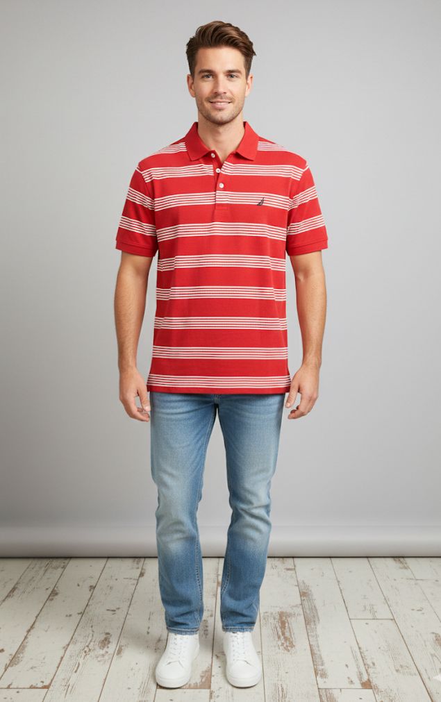 NAUTICA CAMISA C-P HOMBRE ROJO-BLC KR1501R