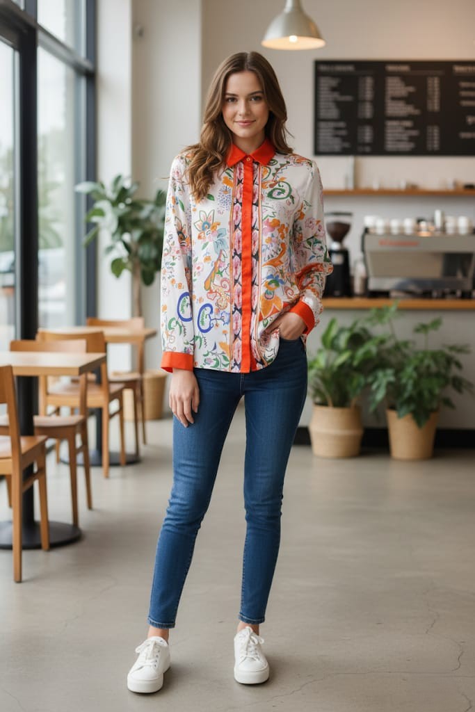 LAURA V BLUSA ROJO-BLANCO FLRS CLRS LAQ0009R