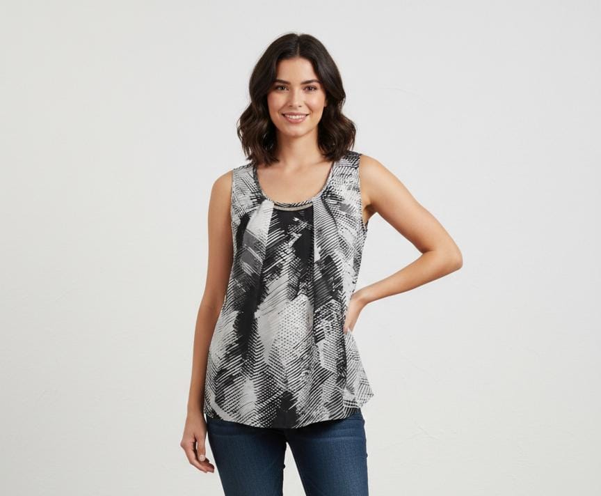 SIONI BLUSA MUJER GRIS-NEGRO ESTAMPADO 79836949