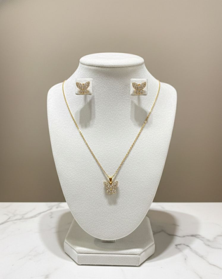 SET ARETES-COLLAR MARIPOSA DORADA
