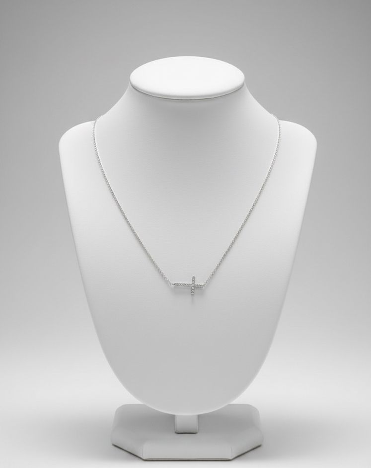 CADENA ENCHAPE CRUZ PLATEADO BRILLA