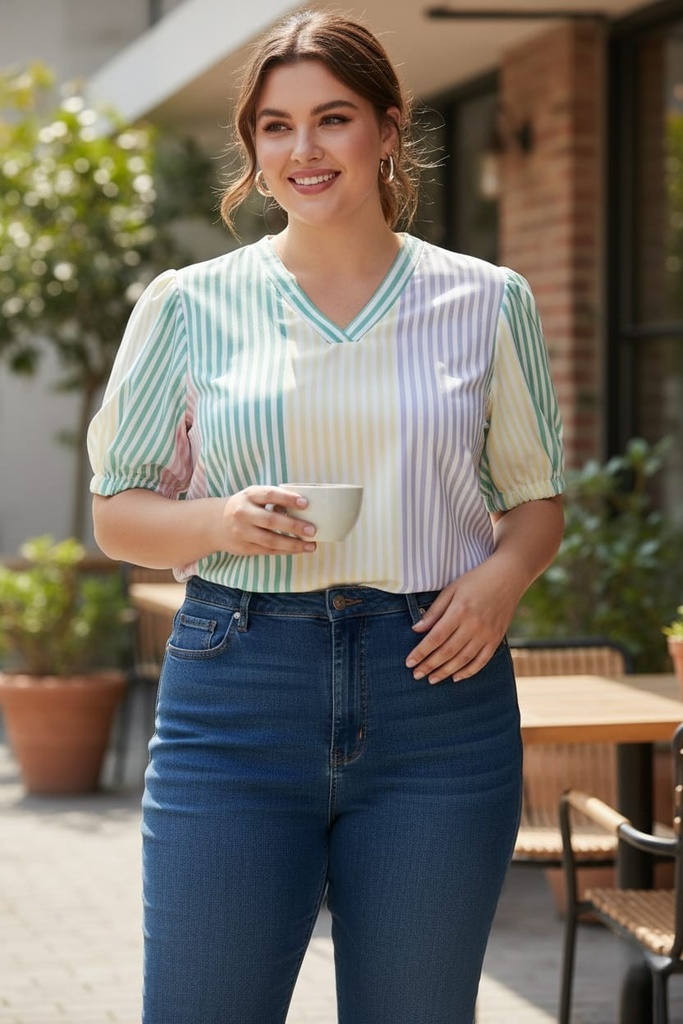 LA REYN REYNA BLUSA MUJER BLC RAYAS CLRS M733