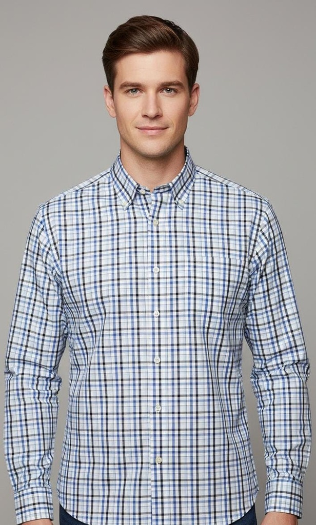 BANANA CAMISA CELESTE CUADR.BLC-GRIS 801243CE