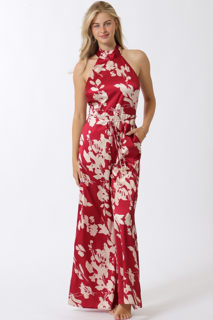 ZZ AAKAA JUMPSUIT OCRE FLRS BEIGE