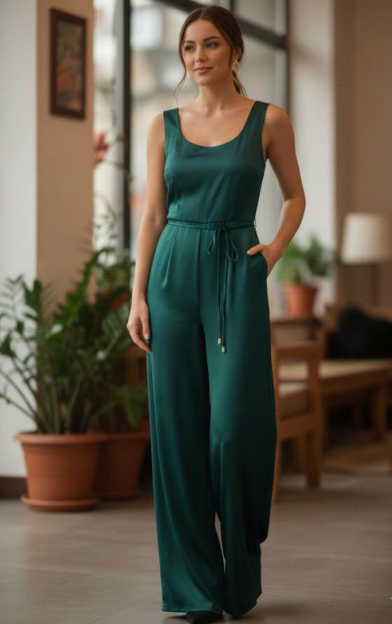 ZZ AAKAA JUMPSUIT VERDE SATINADO MUJER